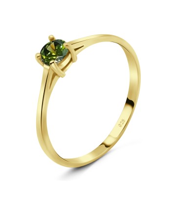 Gold Plate 4mm Olivine CZ Ring CSR-150-4-GP